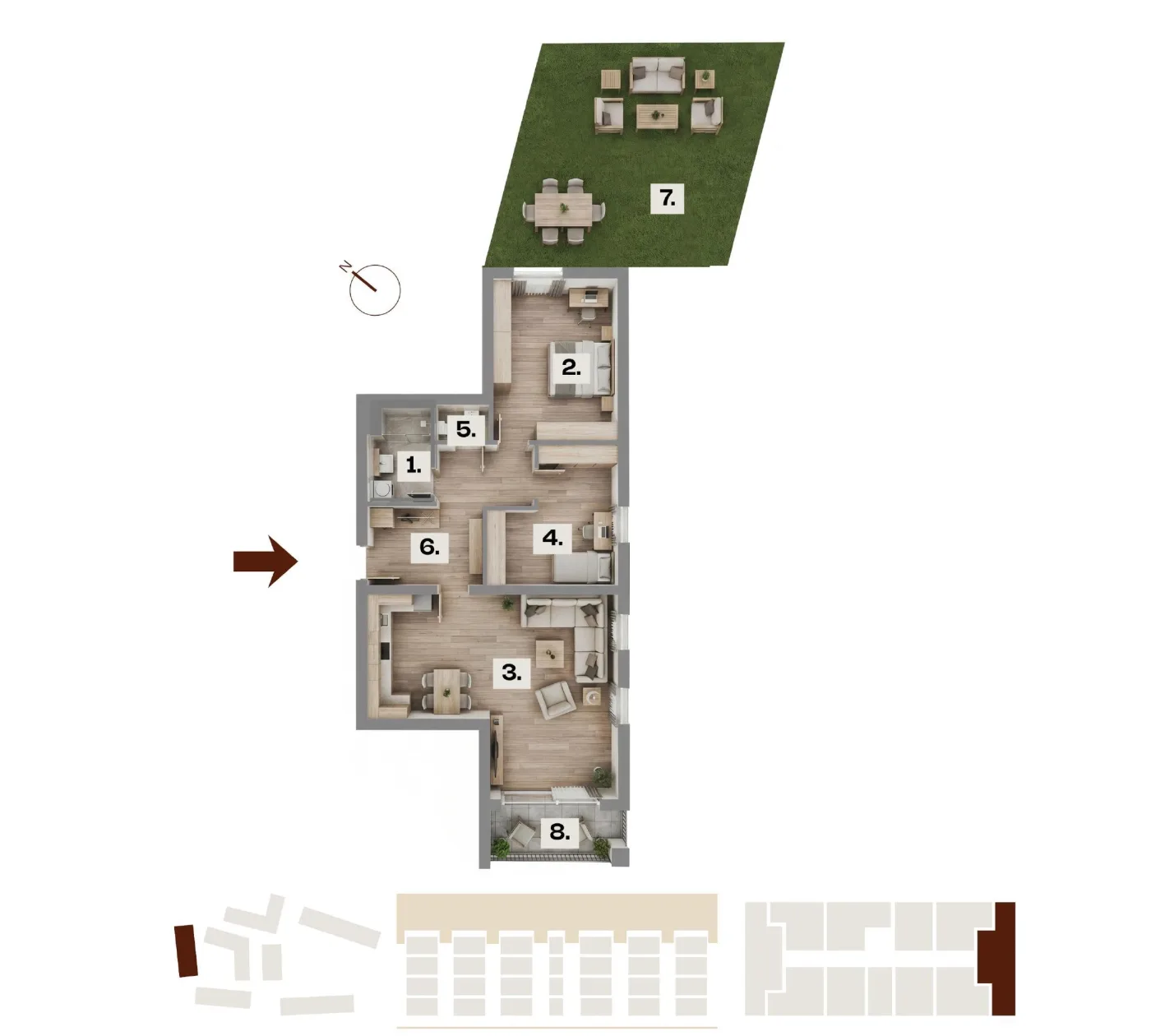 Půdorys bytu A09, 3+kk, 70,76 m²