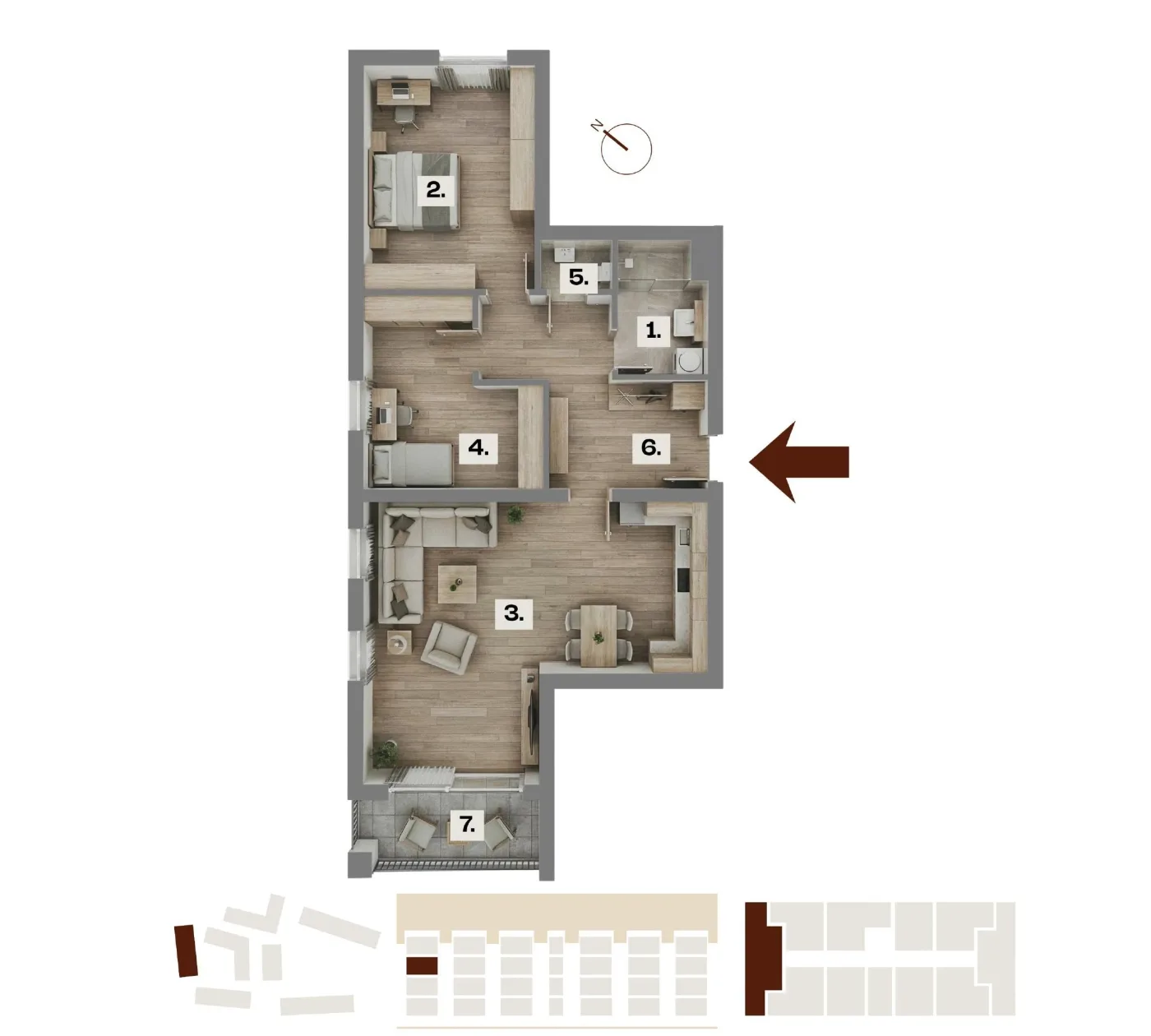 Půdorys bytu A24, 3+kk, 70,76 m²