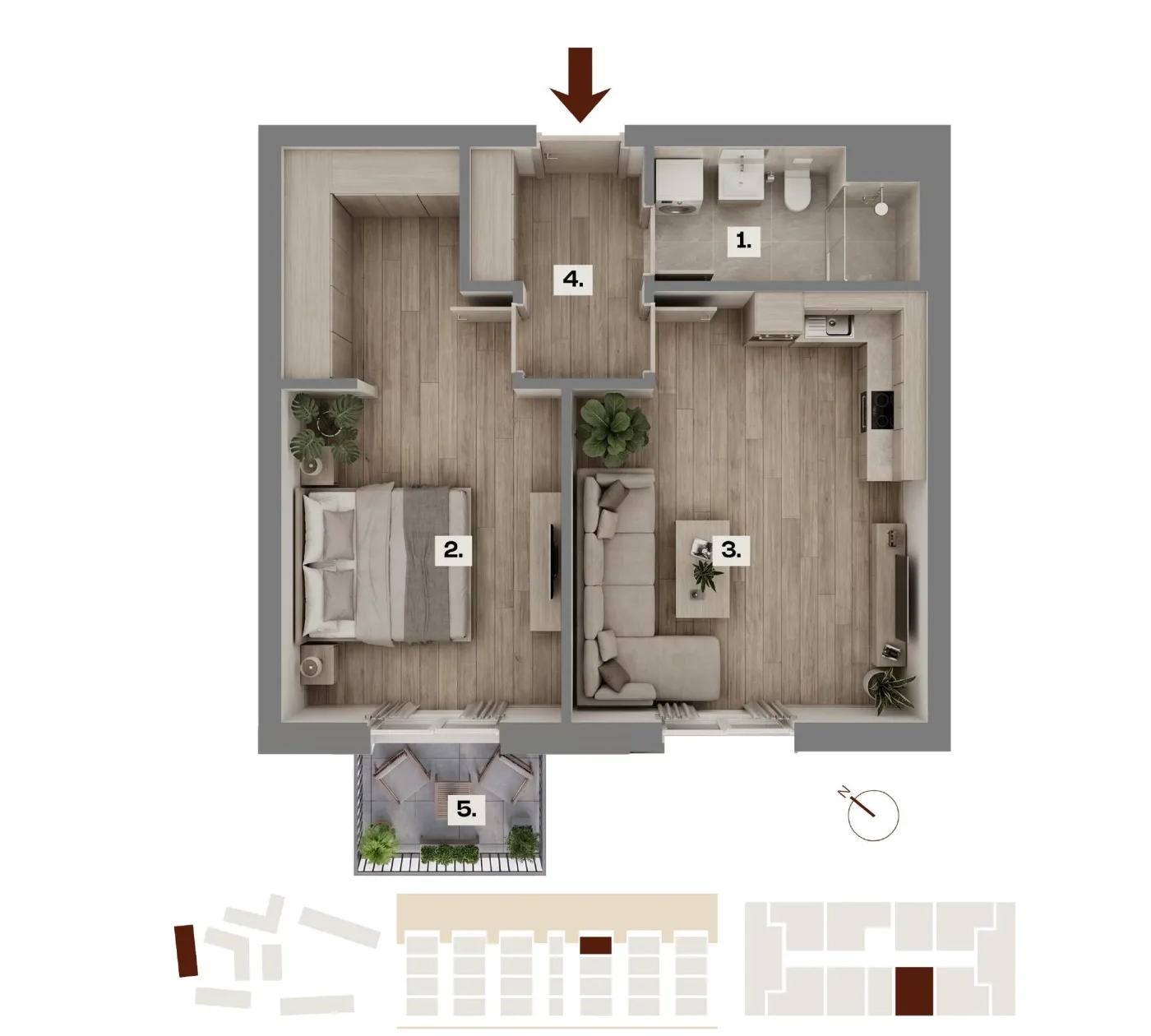 Půdorys bytu A39, 2+kk, 50,26 m²