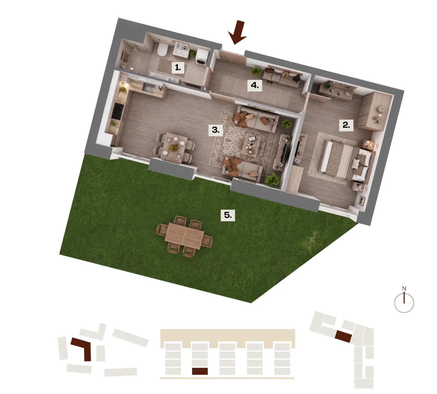 Půdorys bytu C04, 2+kk, 49,42 m²