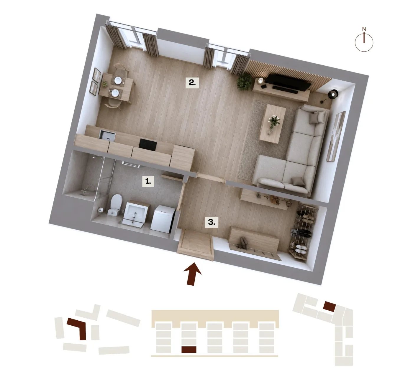 Půdorys bytu C06, 1+kk, 36,53 m²