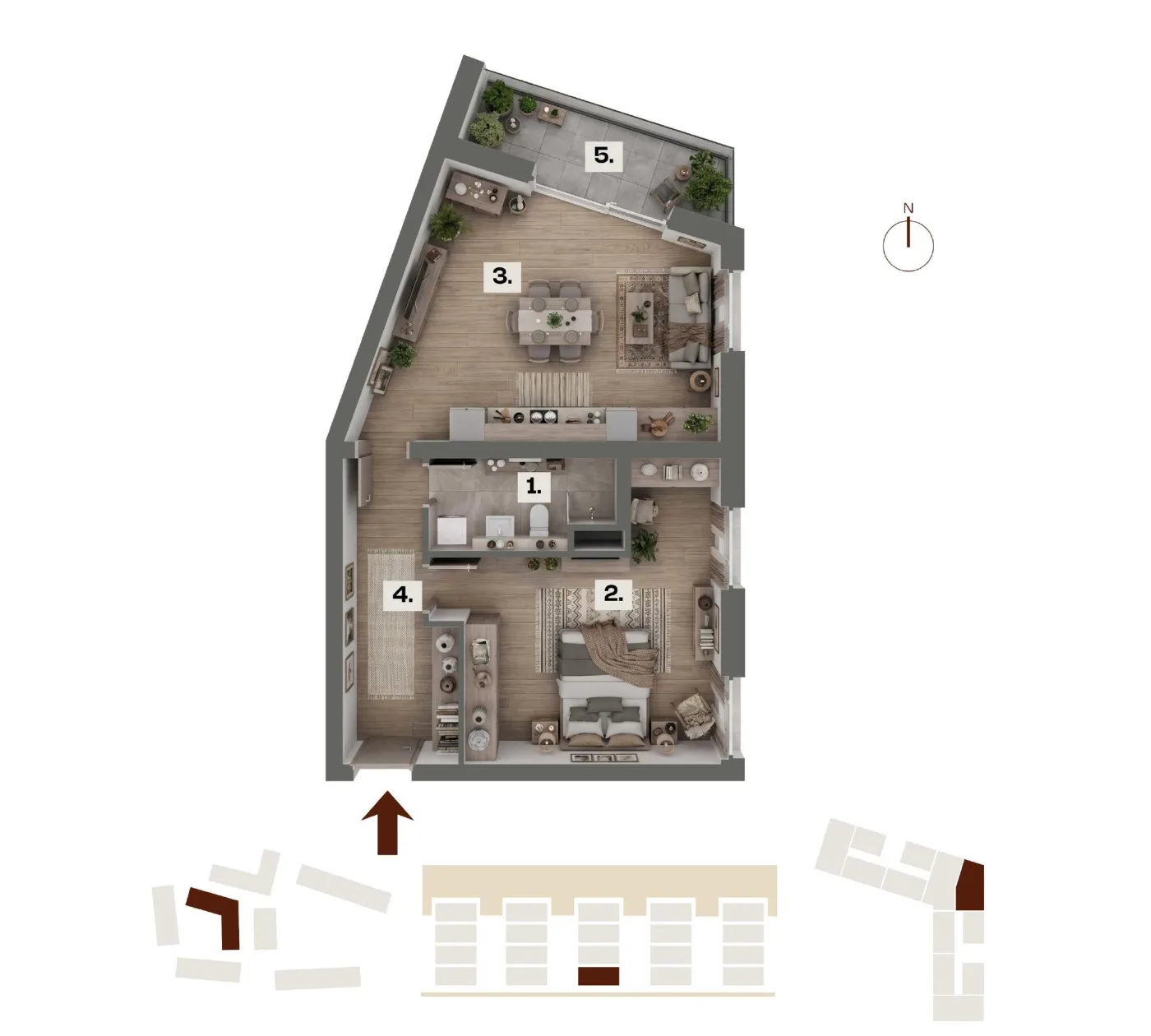 Půdorys bytu C08, 2+kk, 59,02 m²