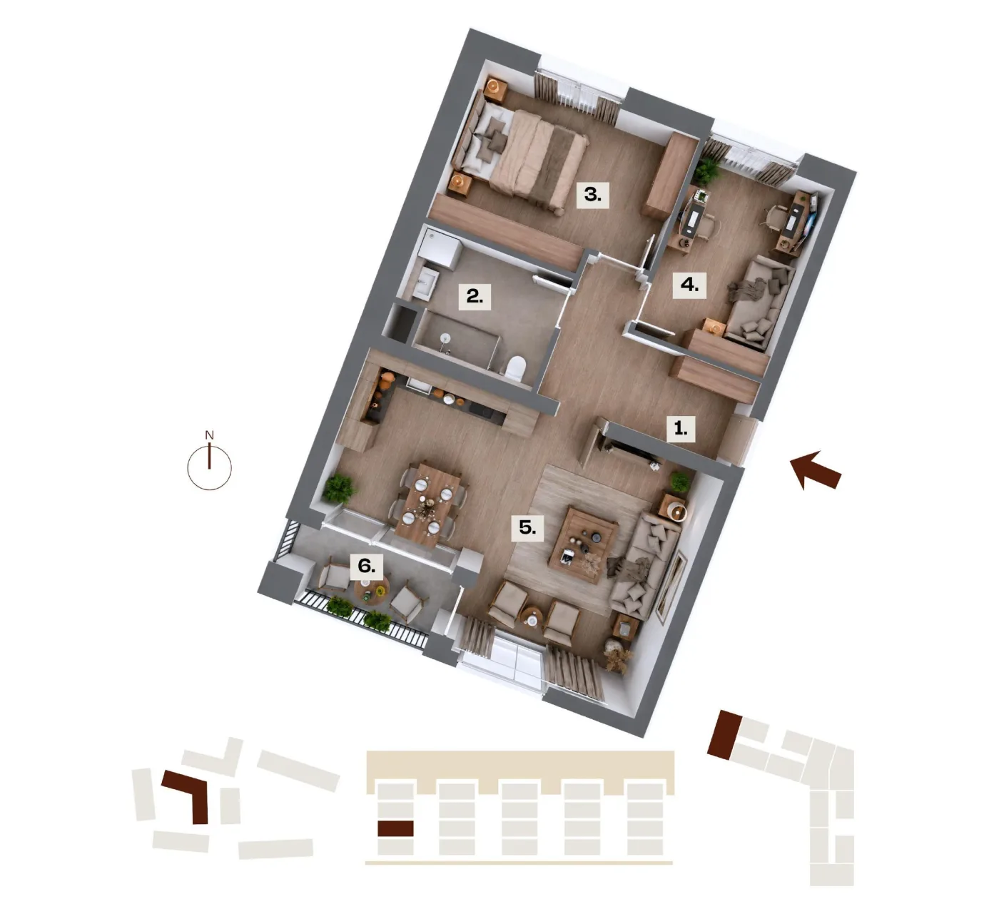 Půdorys bytu C14, 3+kk, 67,43 m²