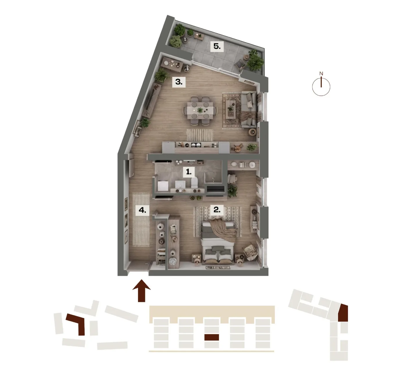Půdorys bytu C20, 2+kk, 59,02 m²