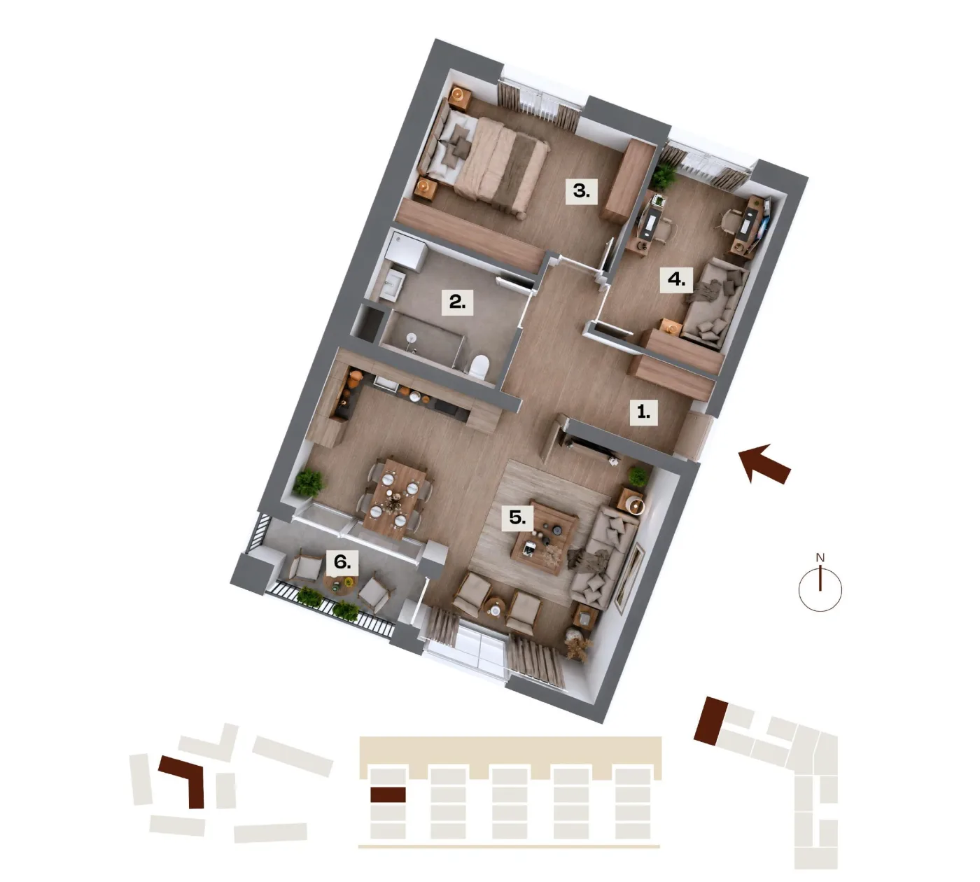 Půdorys bytu C26, 3+kk, 67,43 m²