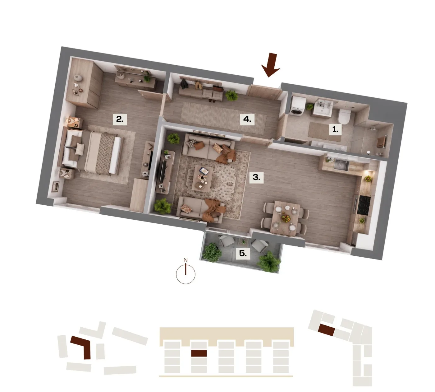 Půdorys bytu C27, 2+kk, 49,42 m²