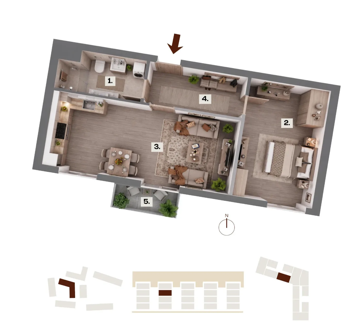 Půdorys bytu C28, 2+kk, 49,42 m²