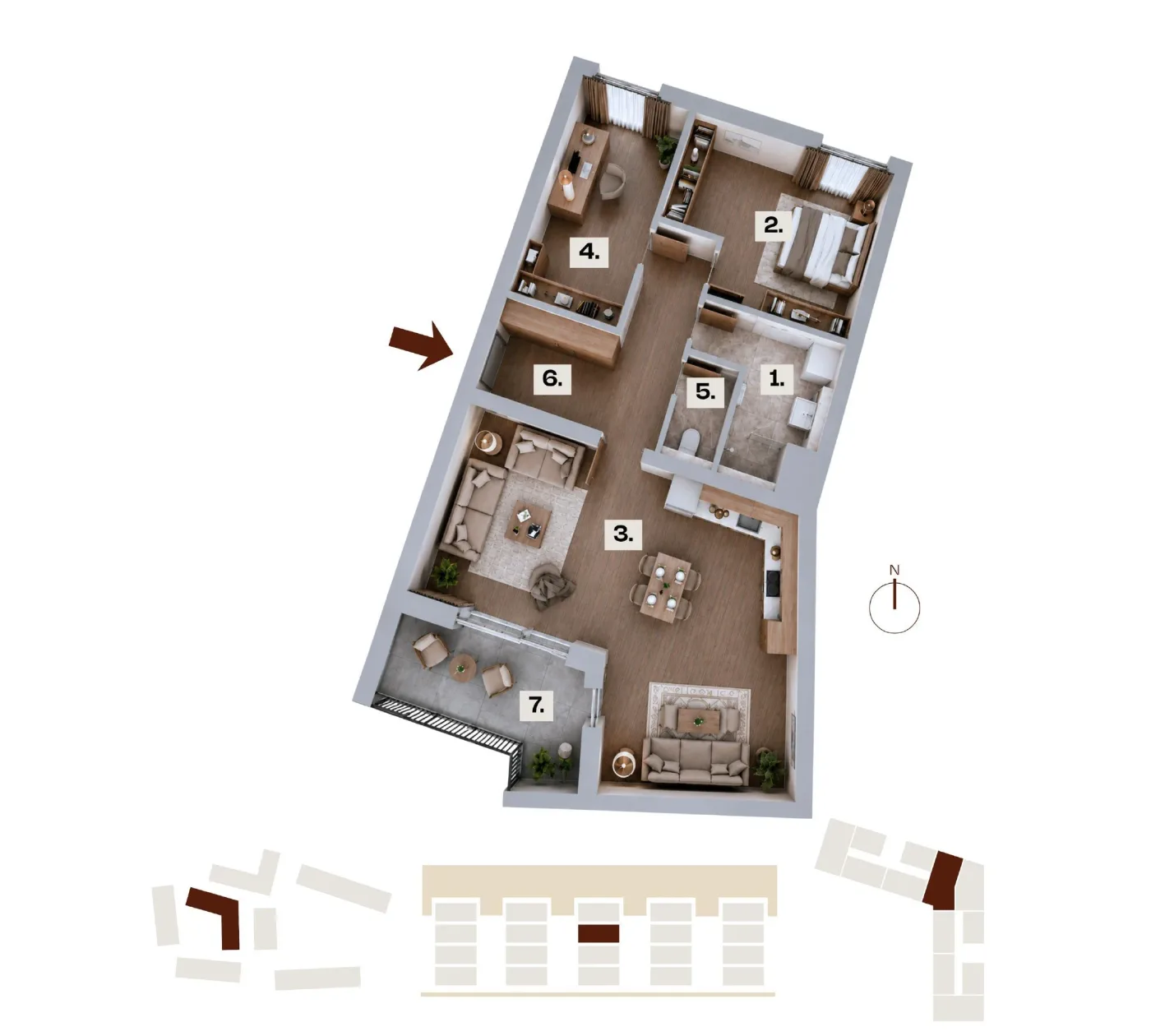 Půdorys bytu C29, 3+kk, 76,44 m²