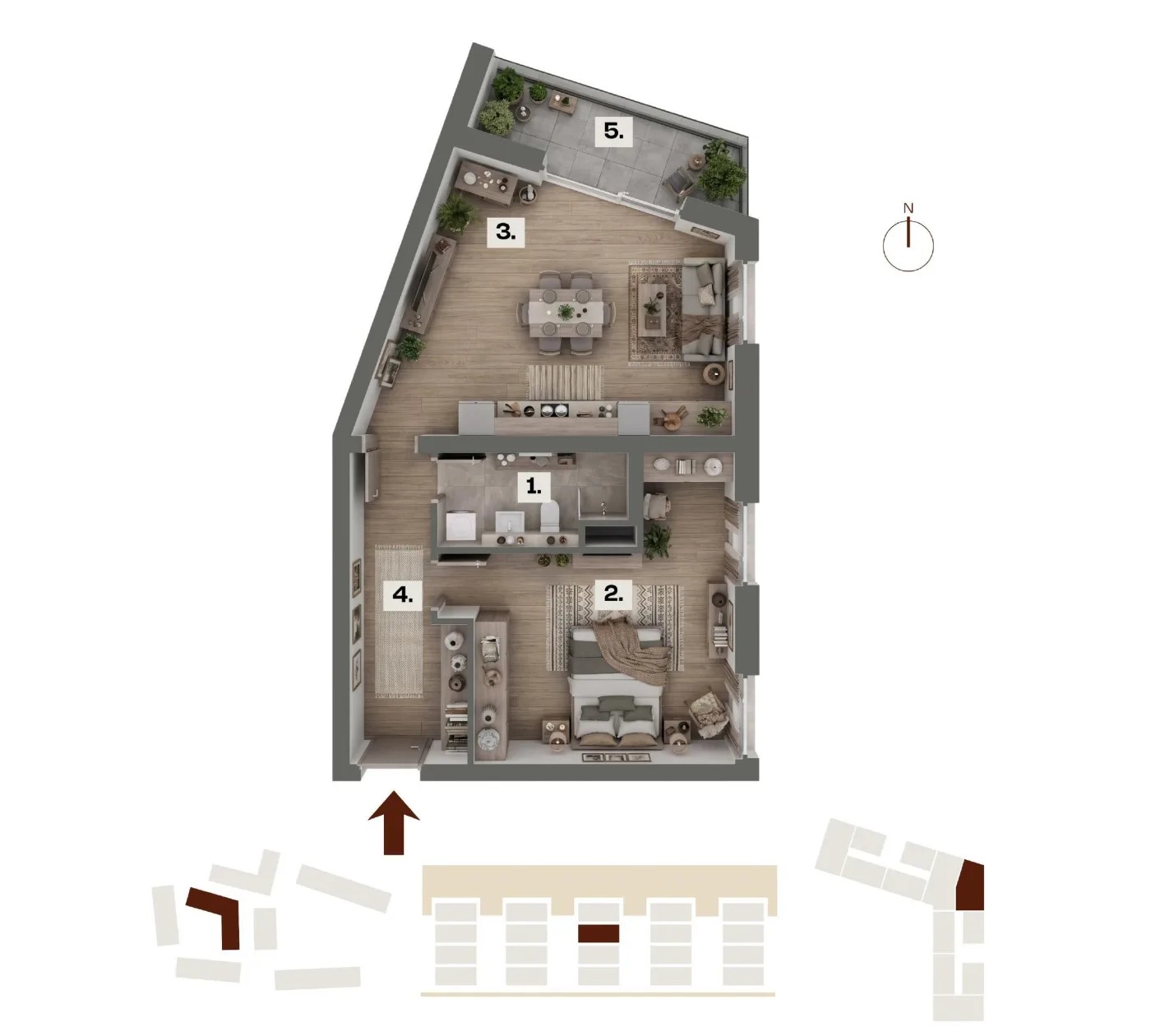Půdorys bytu C32, 2+kk, 59,02 m²