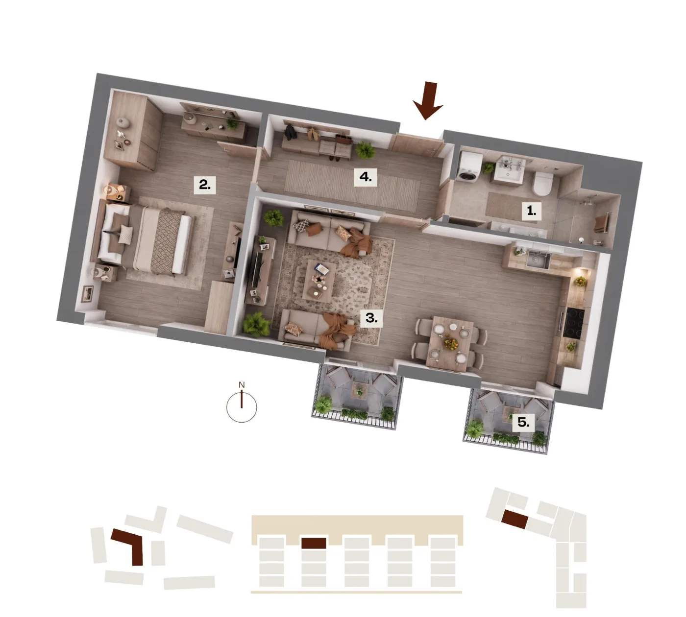 Půdorys bytu C39, 2+kk, 49,41 m²