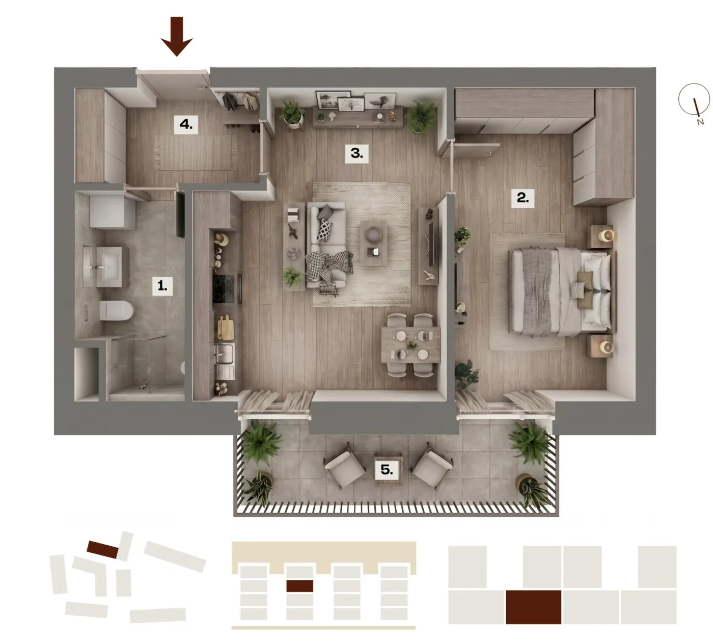 Půdorys bytu D09, 2+kk, 39,97 m²