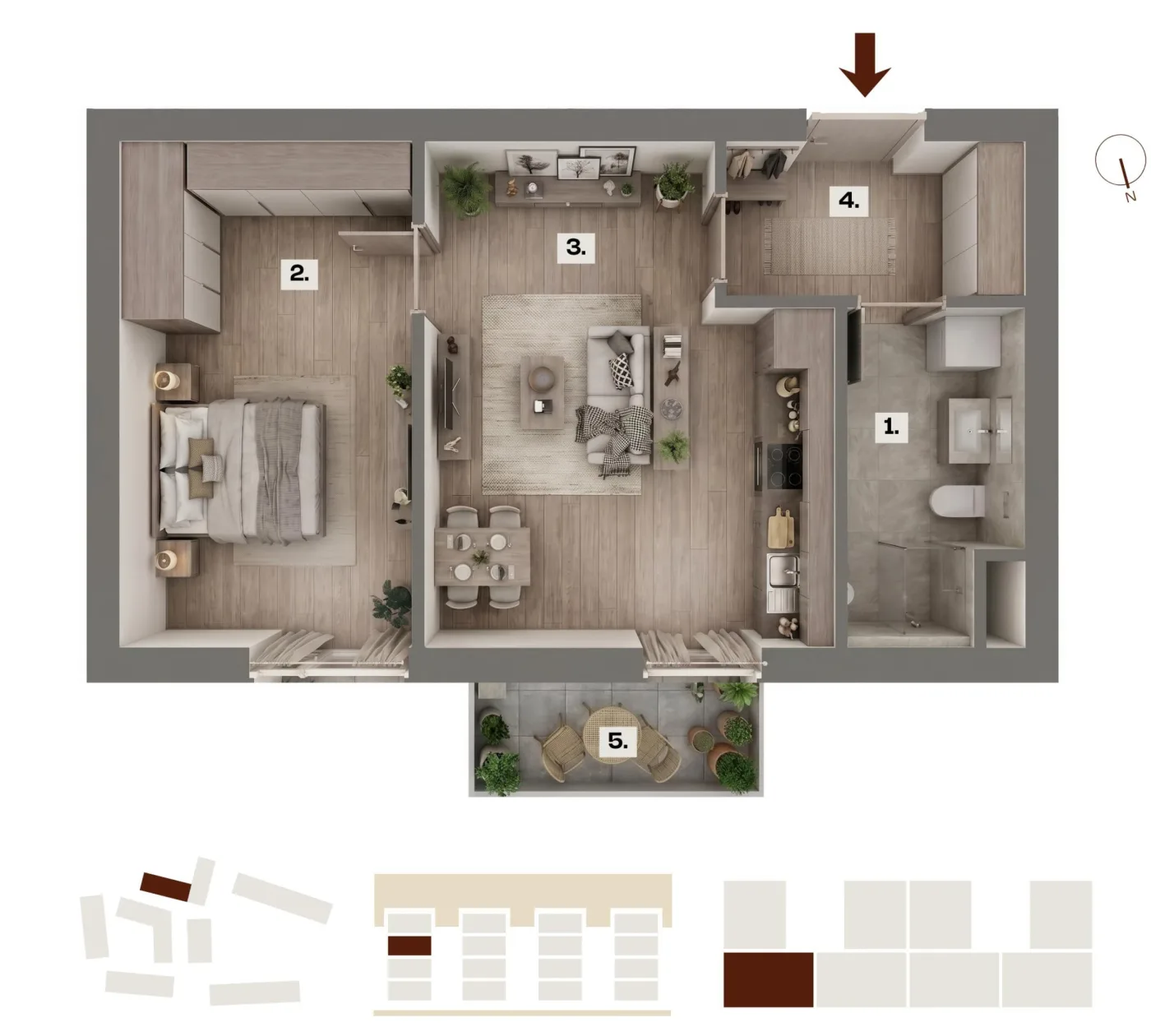 Půdorys bytu D10, 2+kk, 39,88 m²