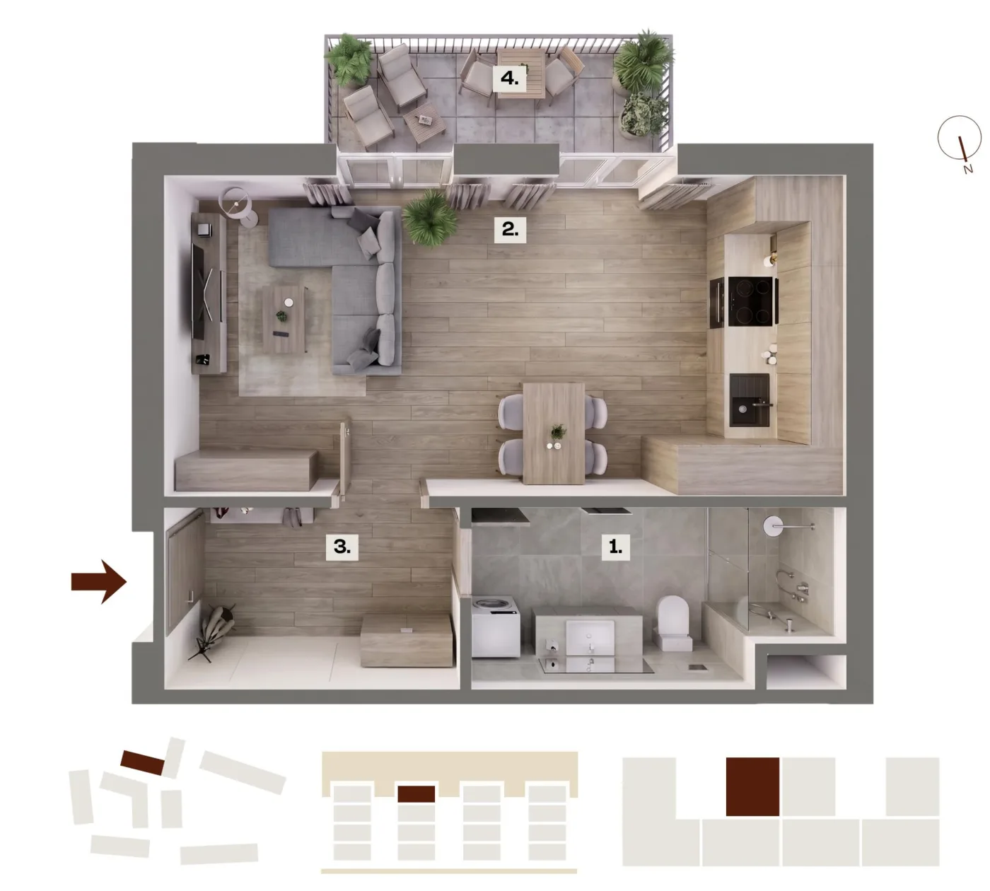 Půdorys bytu D12, 1+kk, 28,99 m²