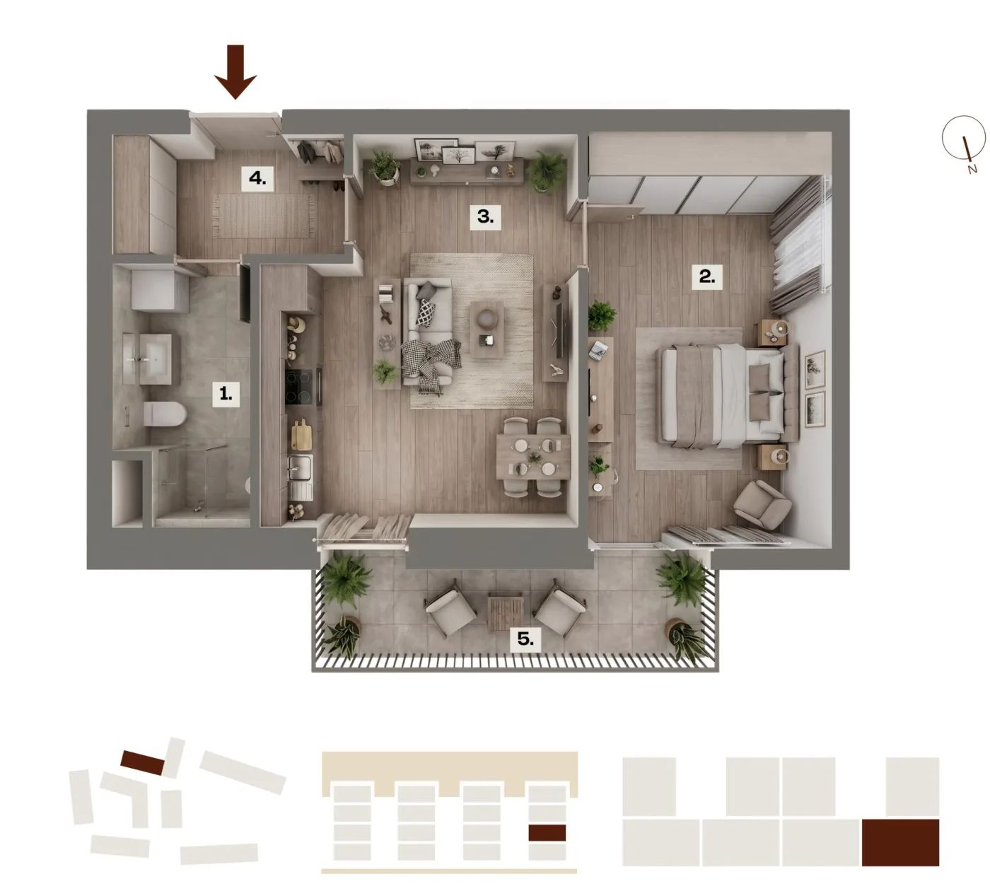 Půdorys bytu D20, 2+kk, 39,89 m²