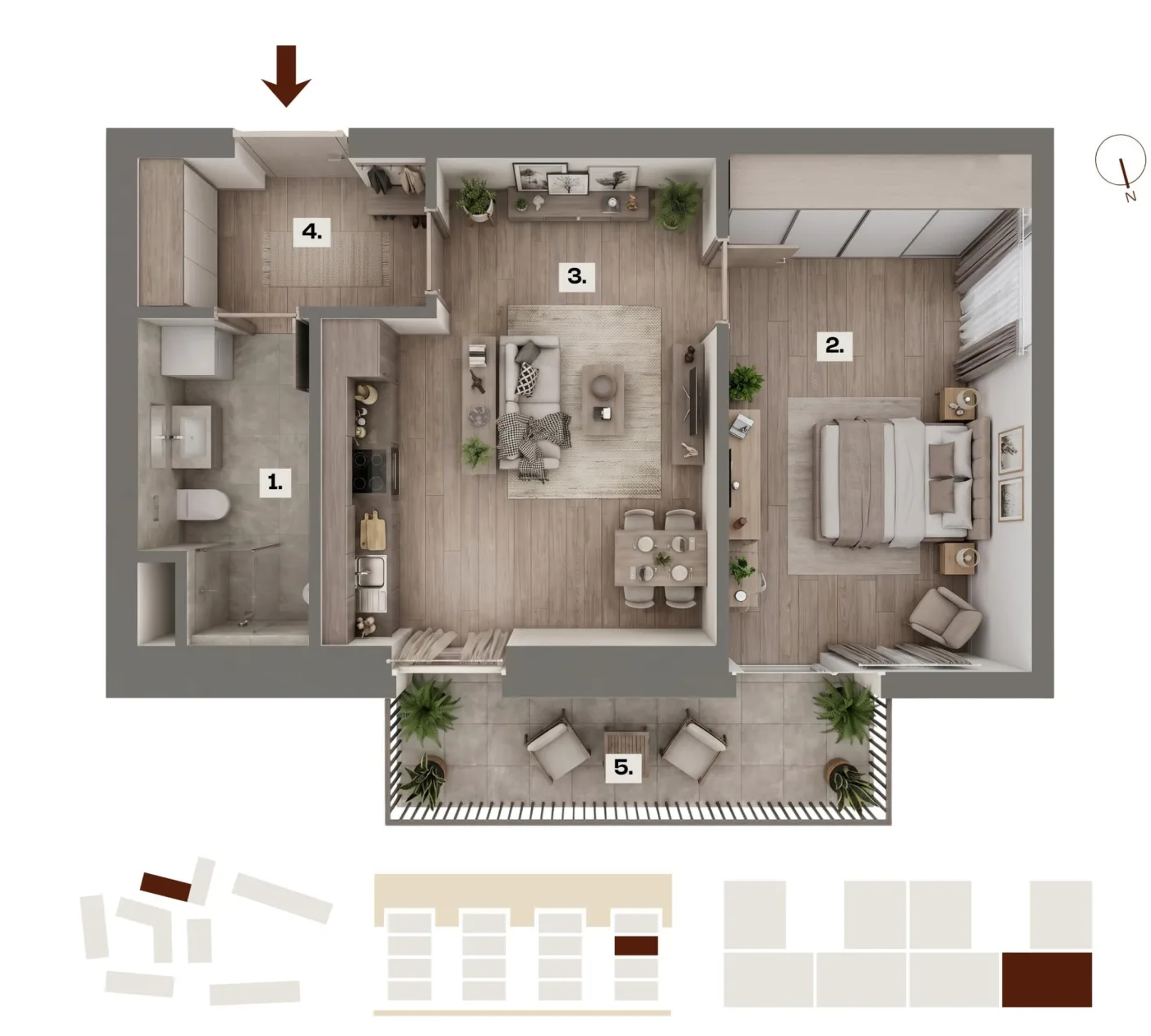 Půdorys bytu D24, 2+kk, 40,12 m²