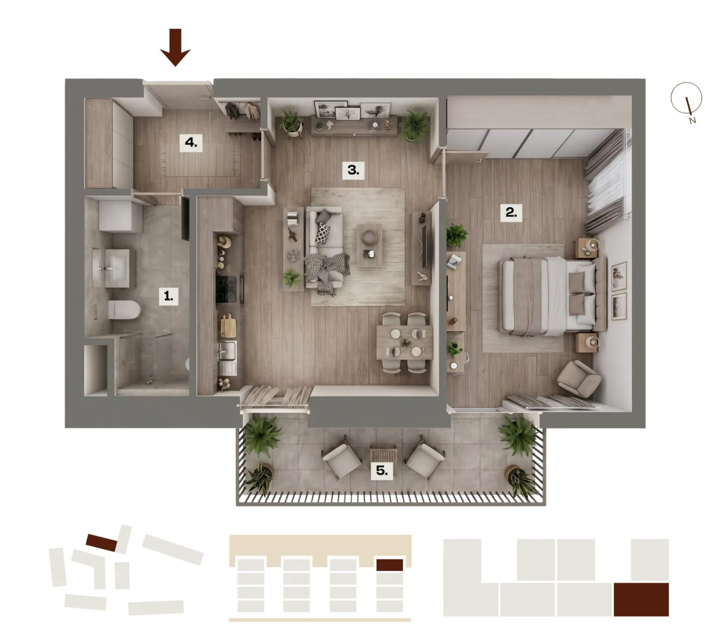 Půdorys bytu D28, 2+kk, 40,11 m²