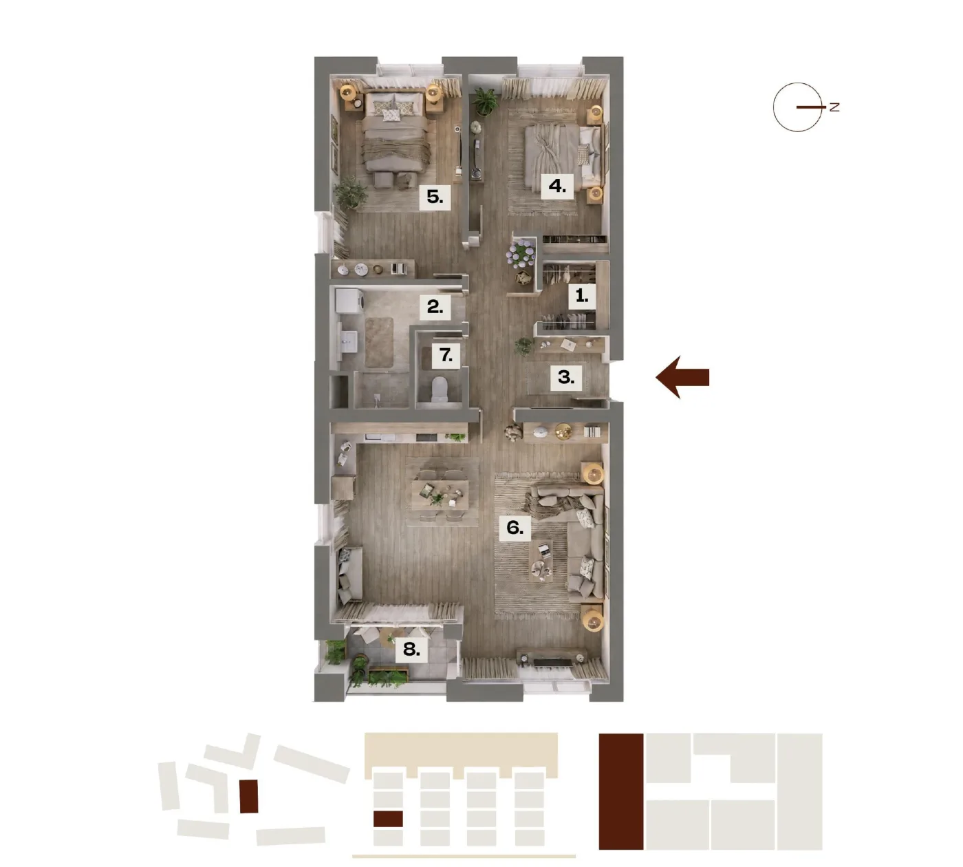 Půdorys bytu F07, 3+kk, 86,42 m²