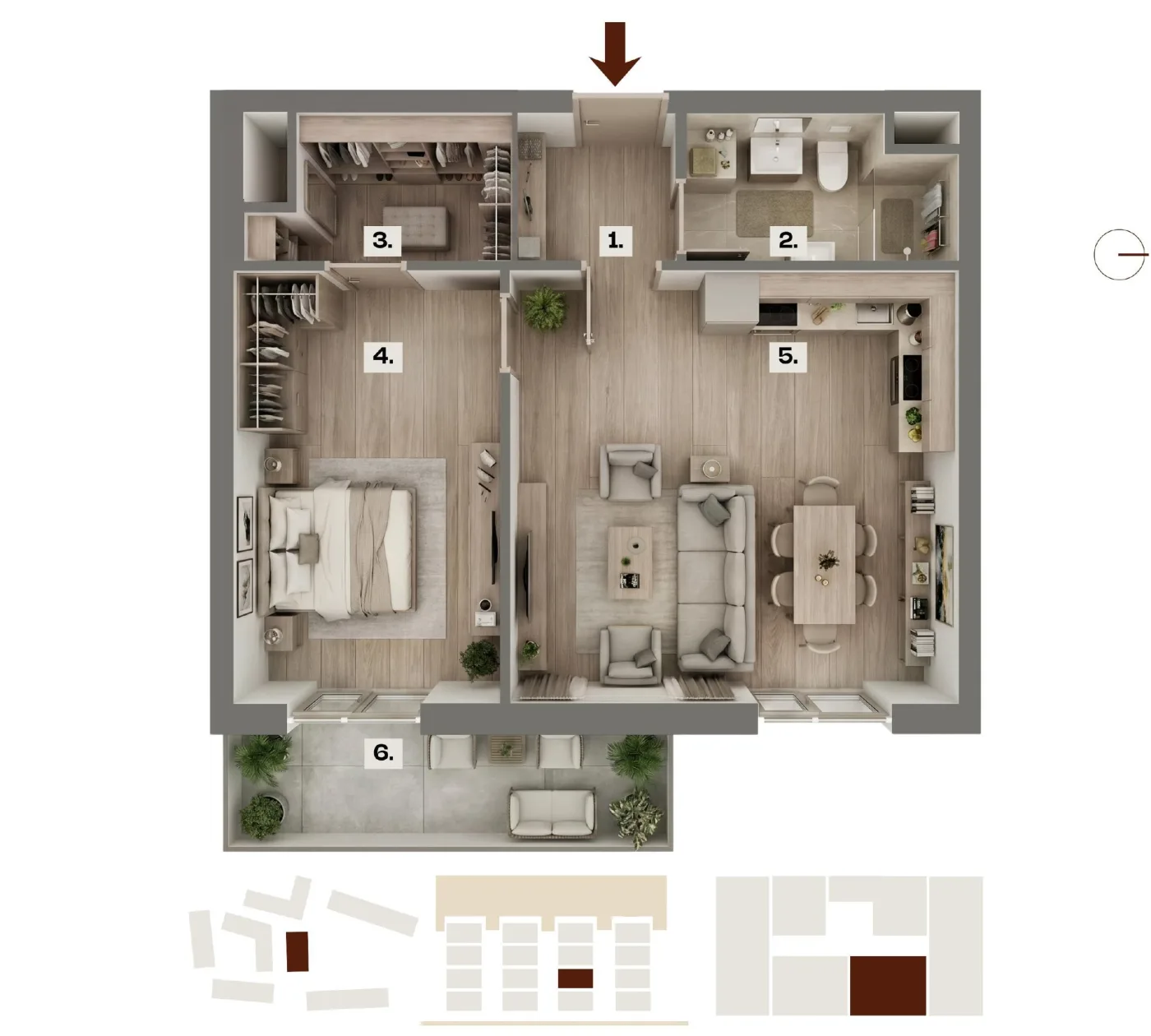 Půdorys bytu F09, 2+kk, 54,21 m²