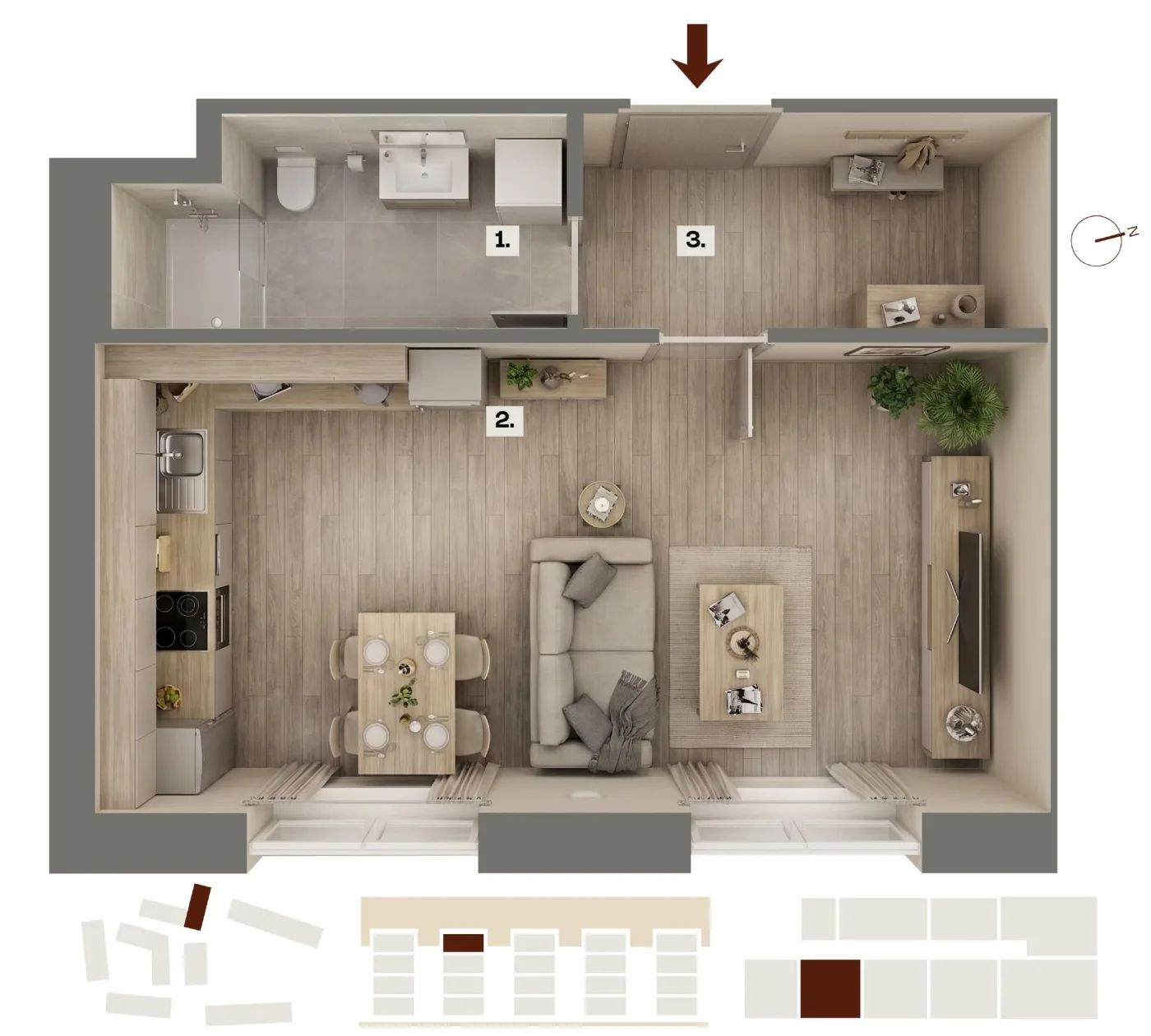 Půdorys bytu G18, 1+kk, 30,08 m²