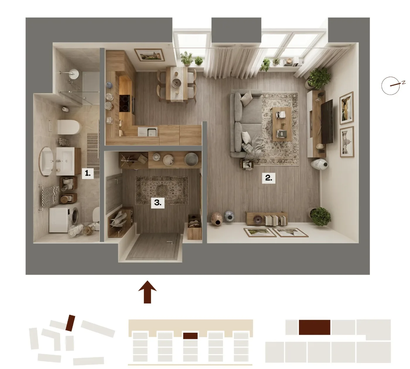 Půdorys bytu G24, 1+kk, 31,09 m²