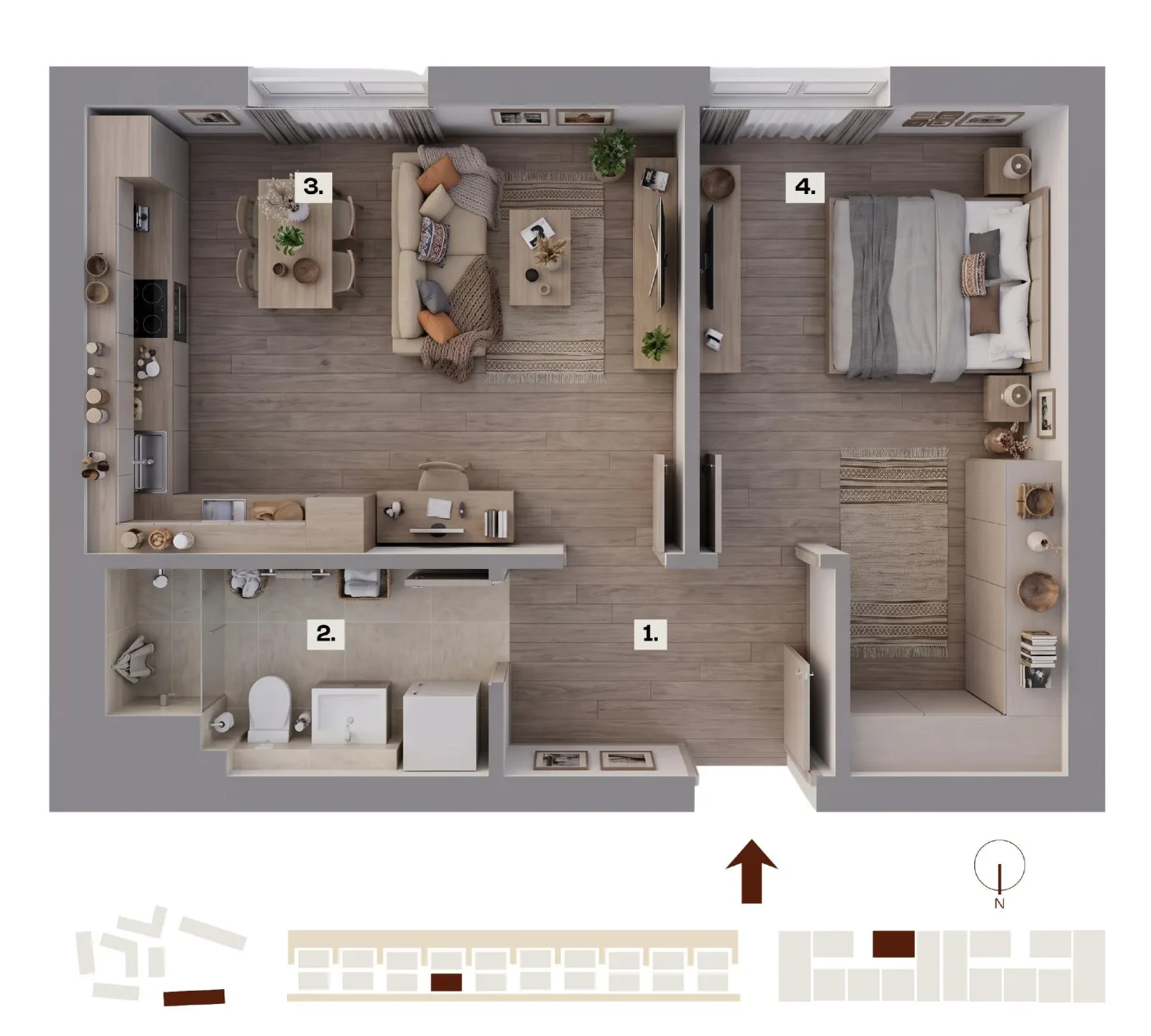 Půdorys bytu H06, 2+kk, 40,24 m²