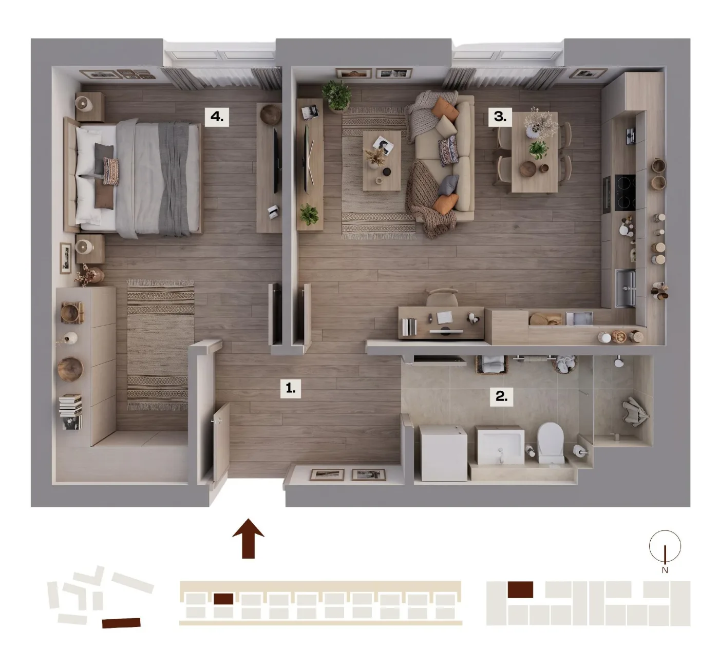 Půdorys bytu H07, 2+kk, 40,24 m²