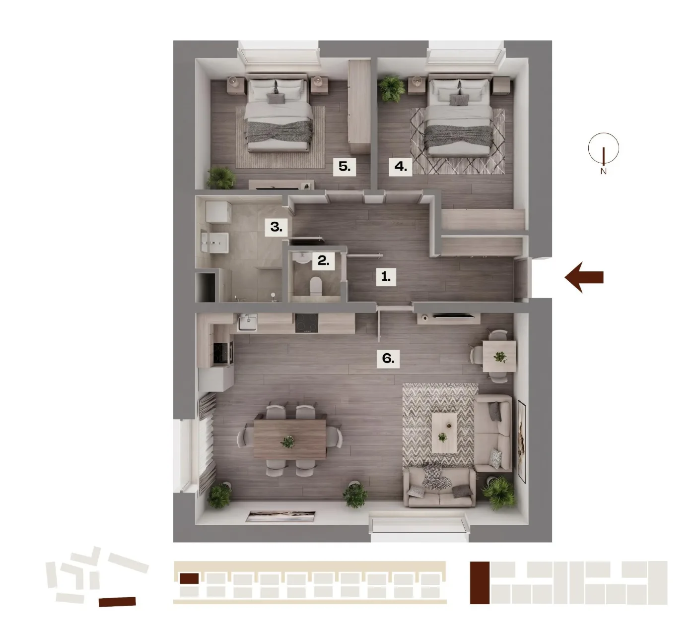 Půdorys bytu H08, 3+kk, 84,08 m²