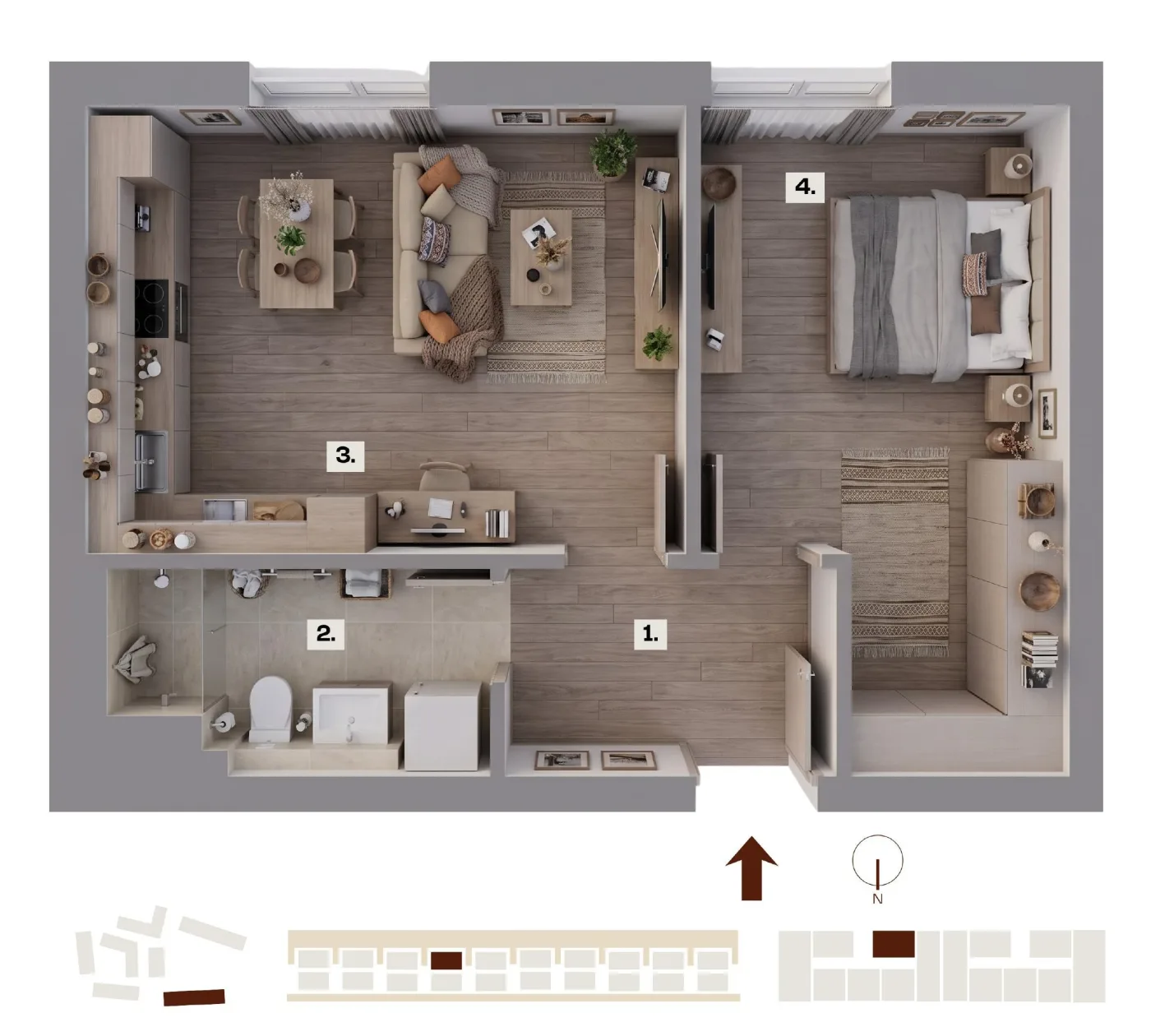 Půdorys bytu H13, 2+kk, 40,24 m²