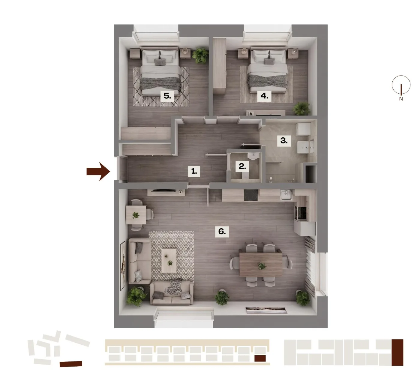 Půdorys bytu H18, 3+kk, 84,08 m²
