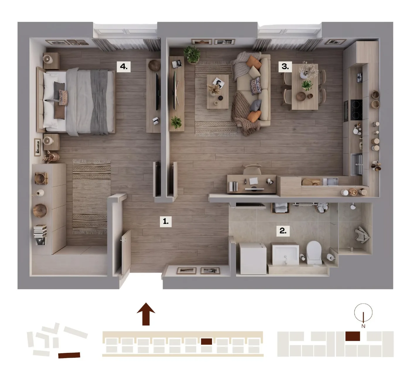 Půdorys bytu H20, 2+kk, 40,25 m²