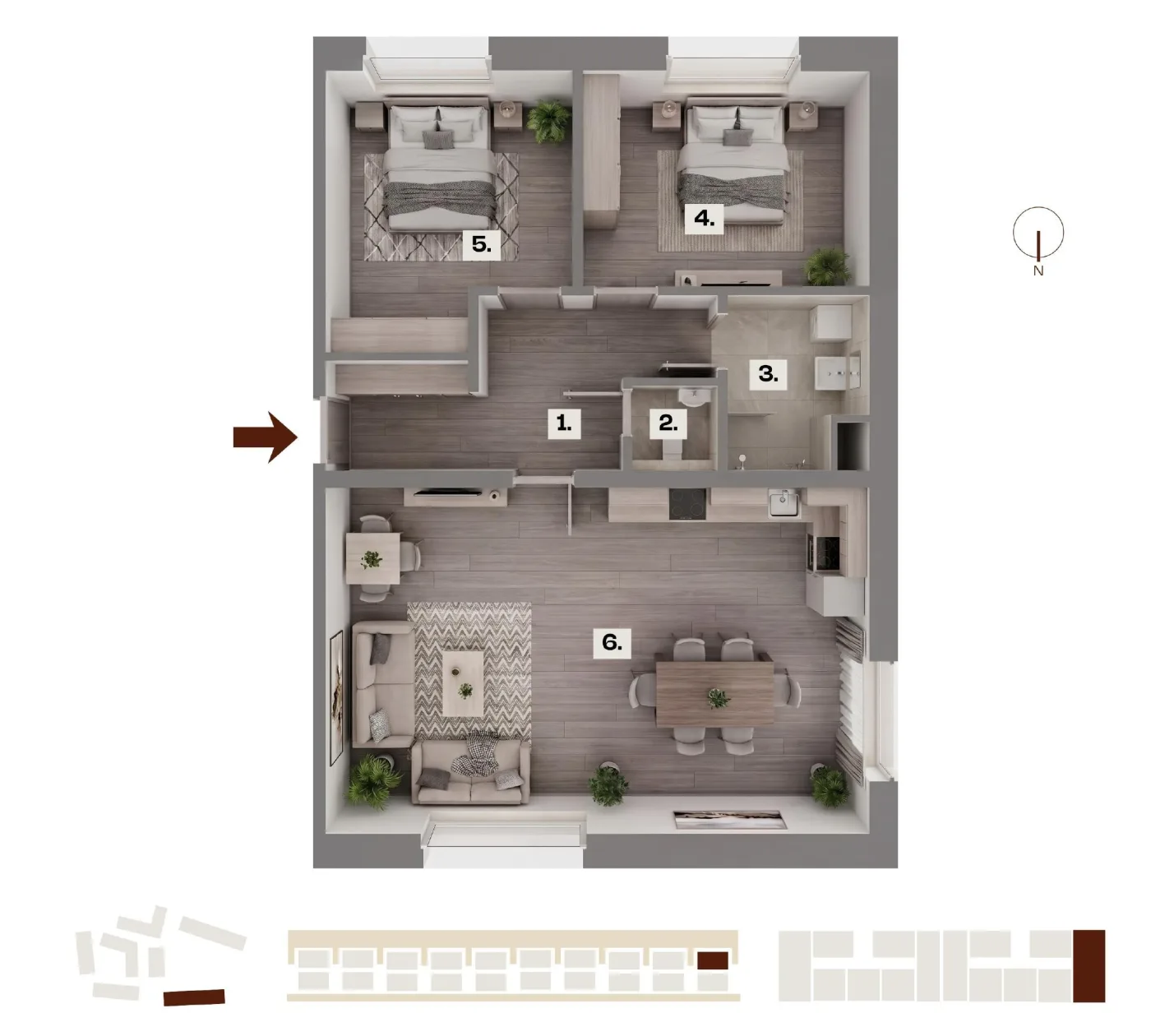 Půdorys bytu H25, 3+kk, 84,08 m²
