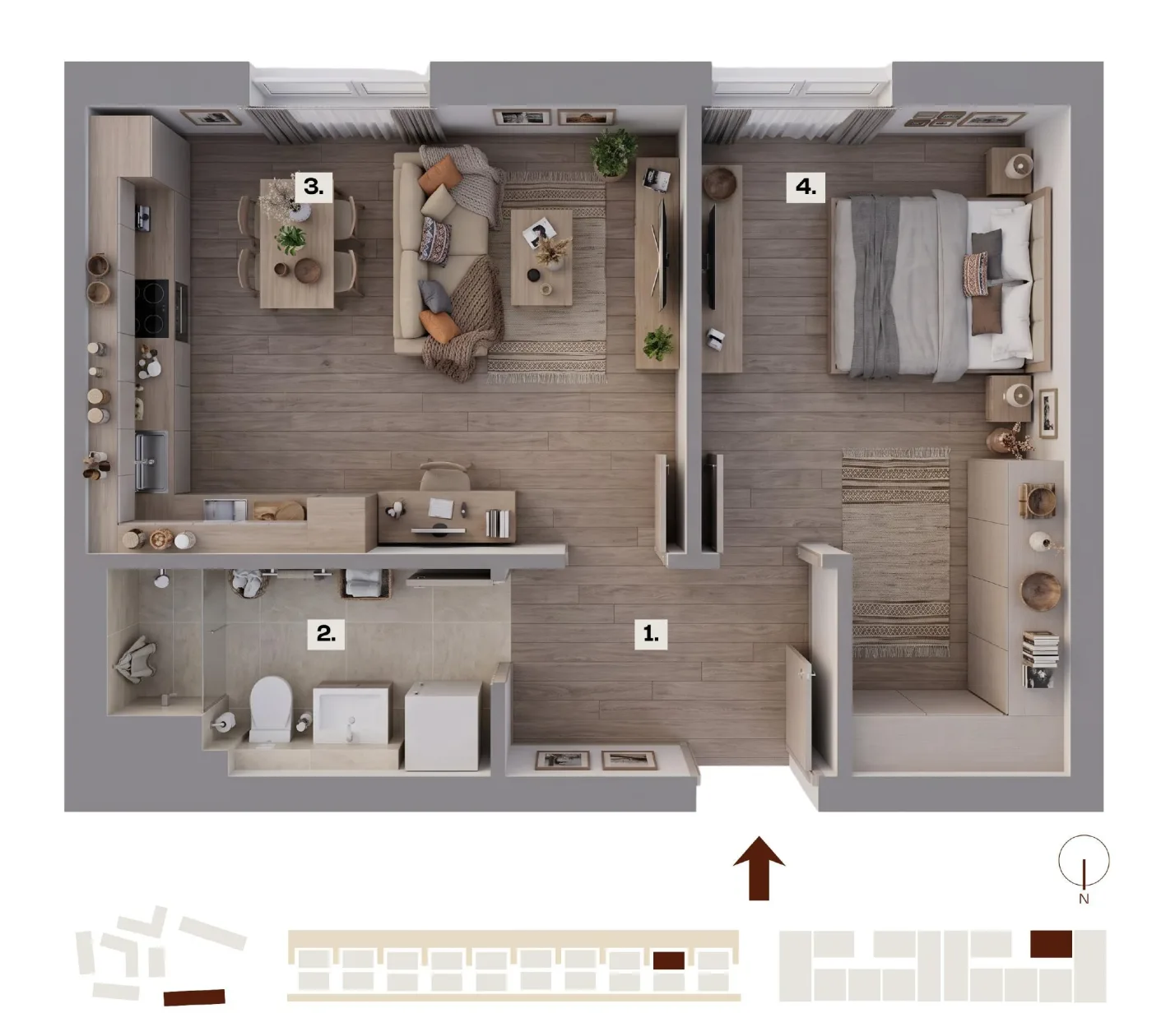 Půdorys bytu H26, 2+kk, 40,24 m²